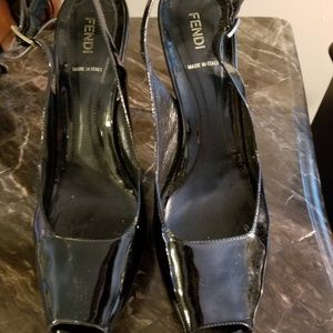 Fendi Black patent leather Slingbacks